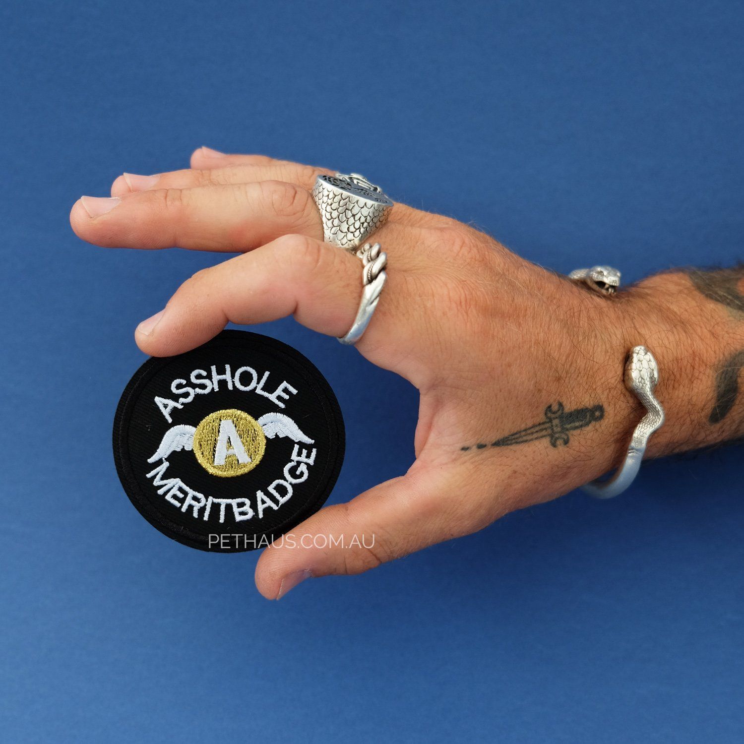 asshole merit badge embroidered patch, cool patch, asshole patch