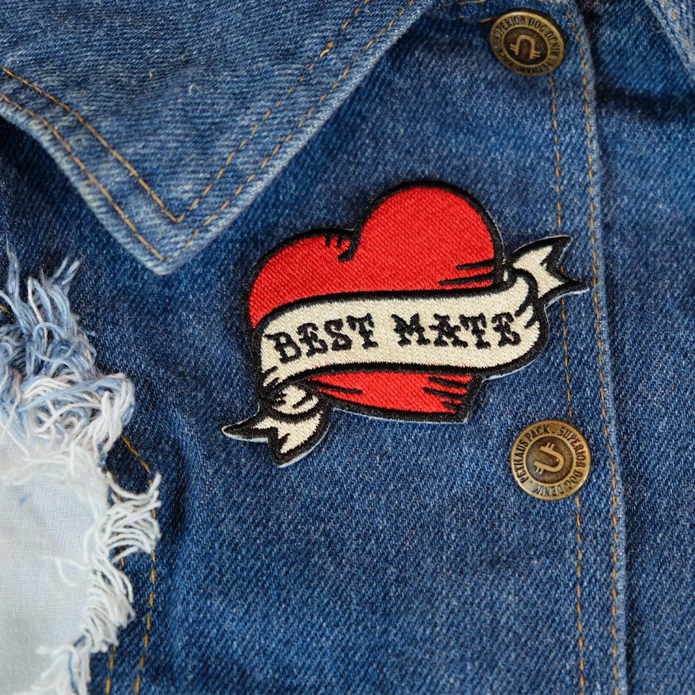 Best mate embroidered patch, heart patch, tattoo patch, tattoo heart patch, dog patch, patch for dog, pethaus