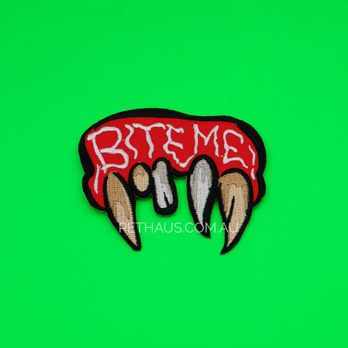 Bite me patch, fangs patch, patch for dog vest, teeth patch, BORTS PINS,