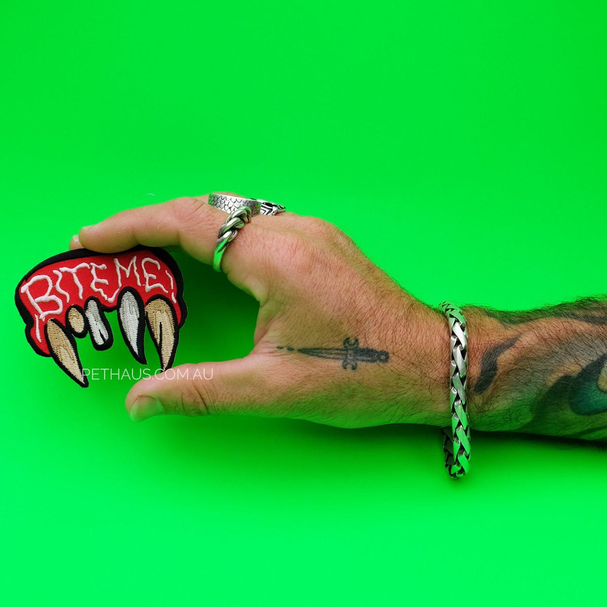 Bite me patch, fangs patch, patch for dog vest, teeth patch