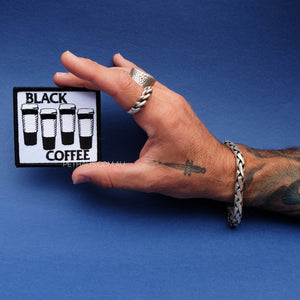 Black coffee patch, hardcore punk patch, coffee lovers patch, patch for dog vest