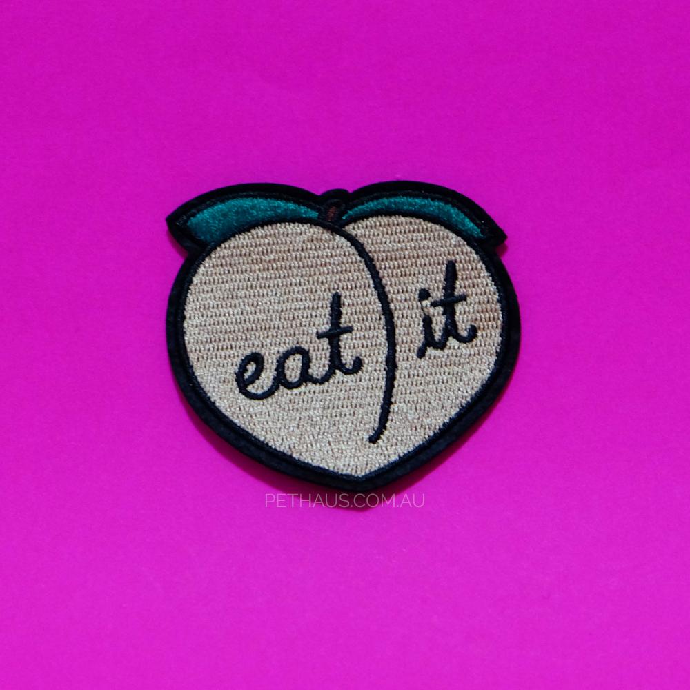 eat it patch, peach patch, peachy patch, food patch,