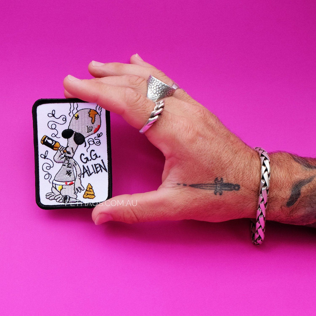 GG ALIEN PATCH, GG ALLIN PATCH,THRILLHAUS PATCH, PUNK ROCK PATCH, ROGER THE ALIEN PATCH, patch for dog vest 