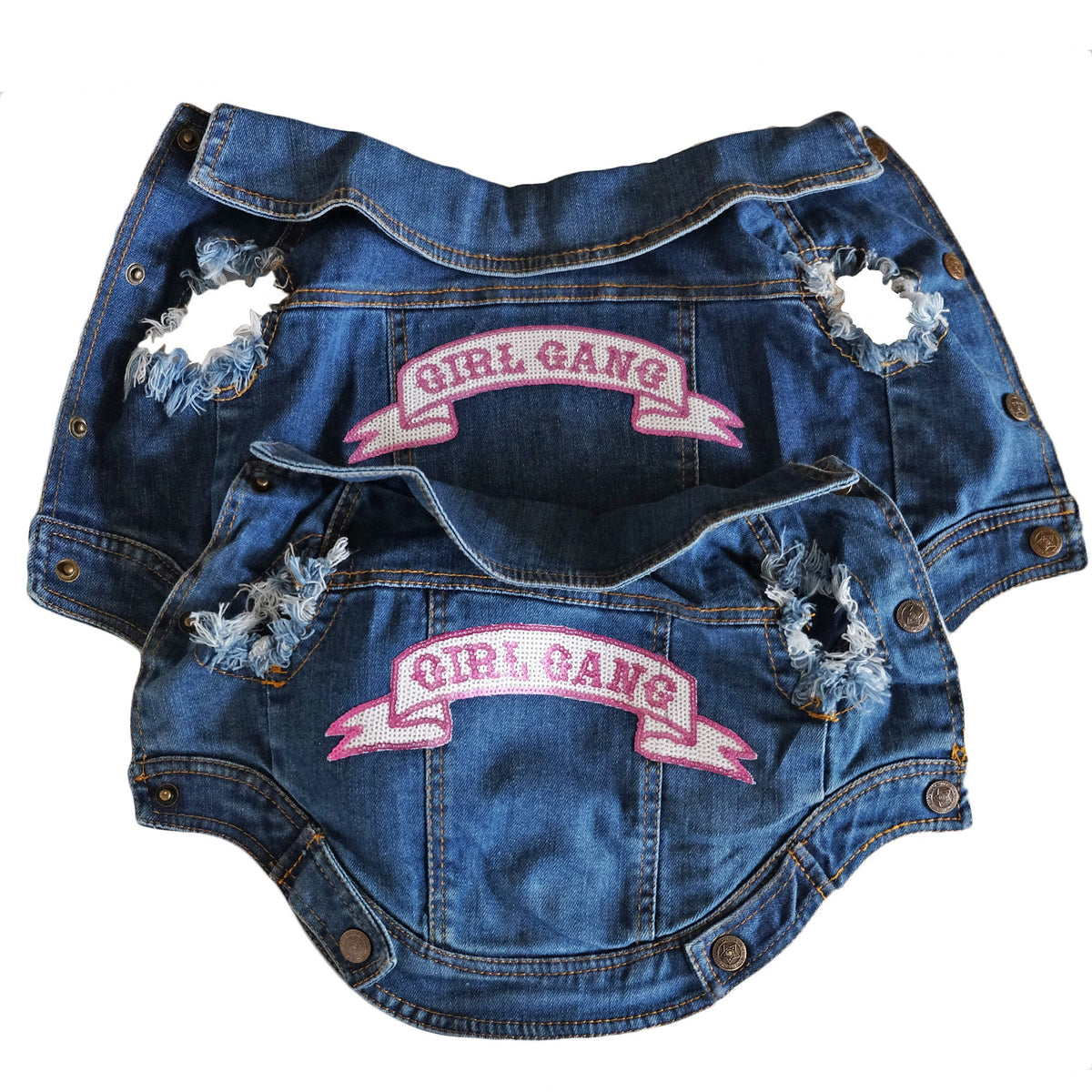 Girl gang patch on denim dog vest