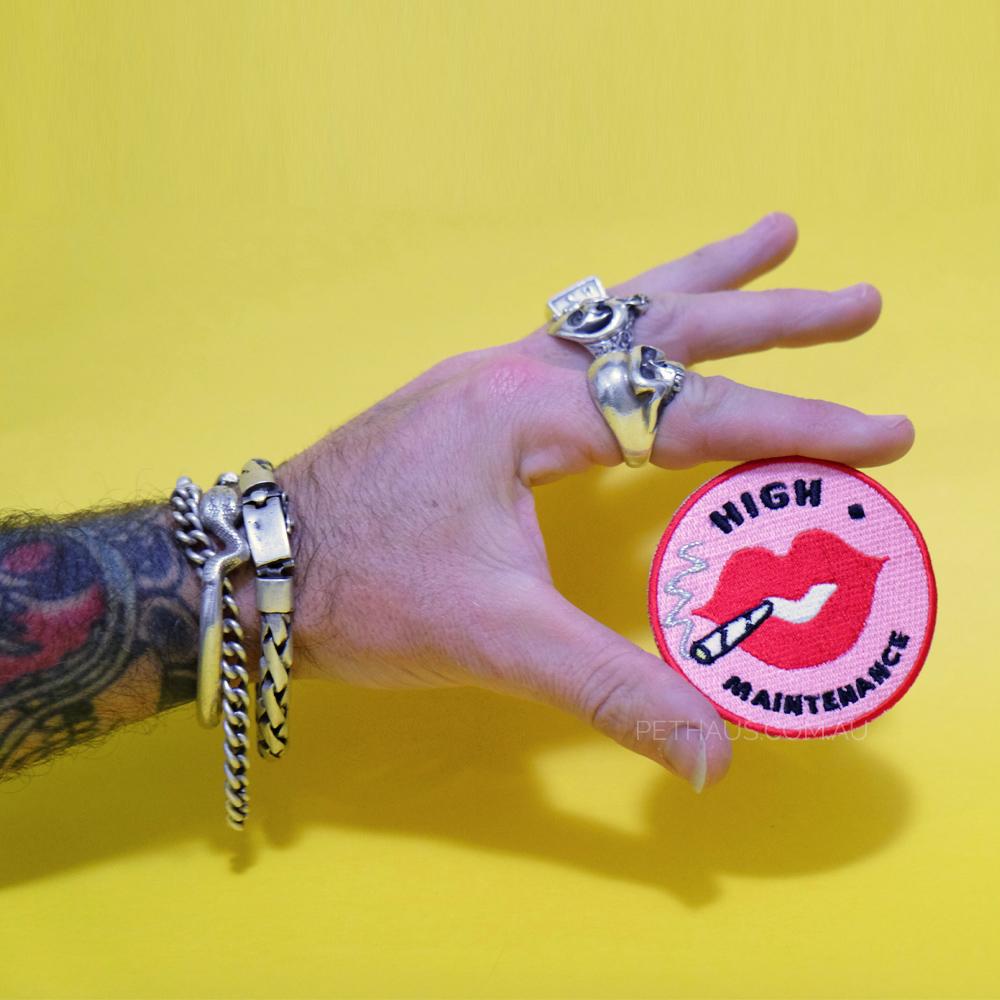 high maintenance patch, Masons of Kenya patch, lips patch, Marijuana patch, get high patch