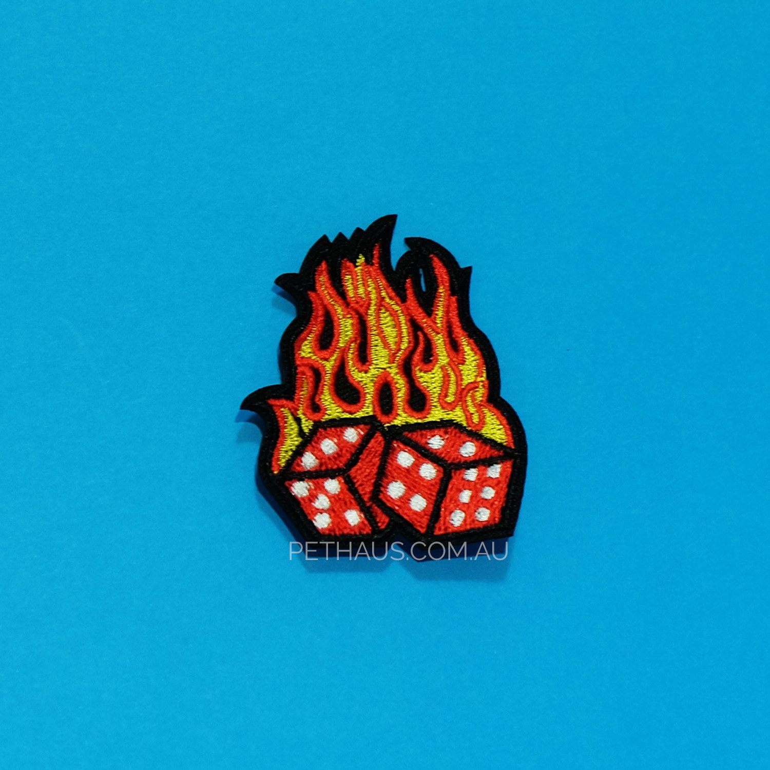 DICE ON FIRE PATCH, high roller patch, fire dice patch cool patch