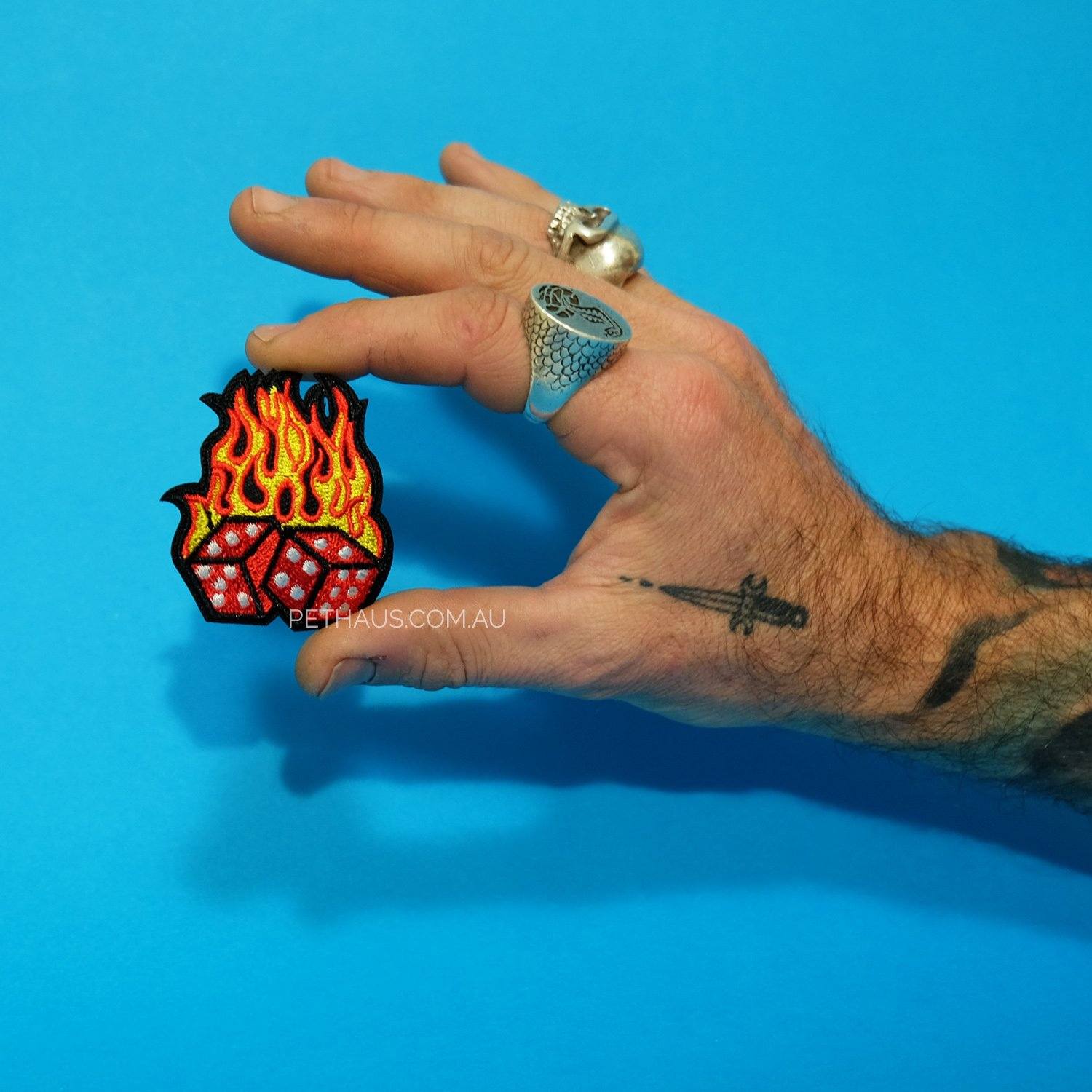 DICE ON FIRE PATCH, high roller patch, fire dice patch cool patch