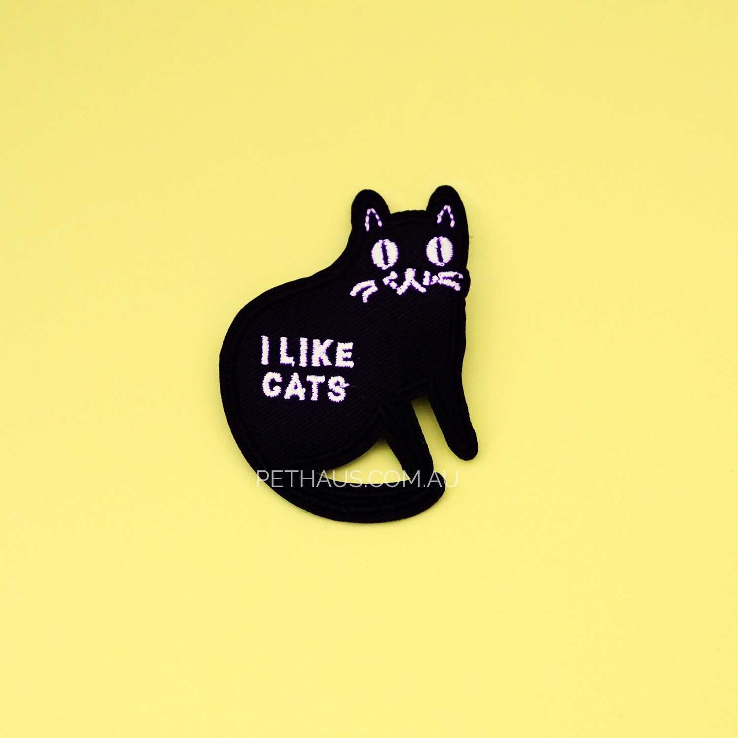 I like cats embroidered patch, cat lovers patch, black cat patch