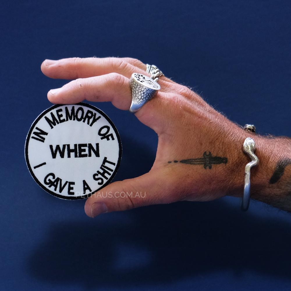 In memory of when I gave a shit embroidered patch, funny patch, patch for dog vest, Pethaus