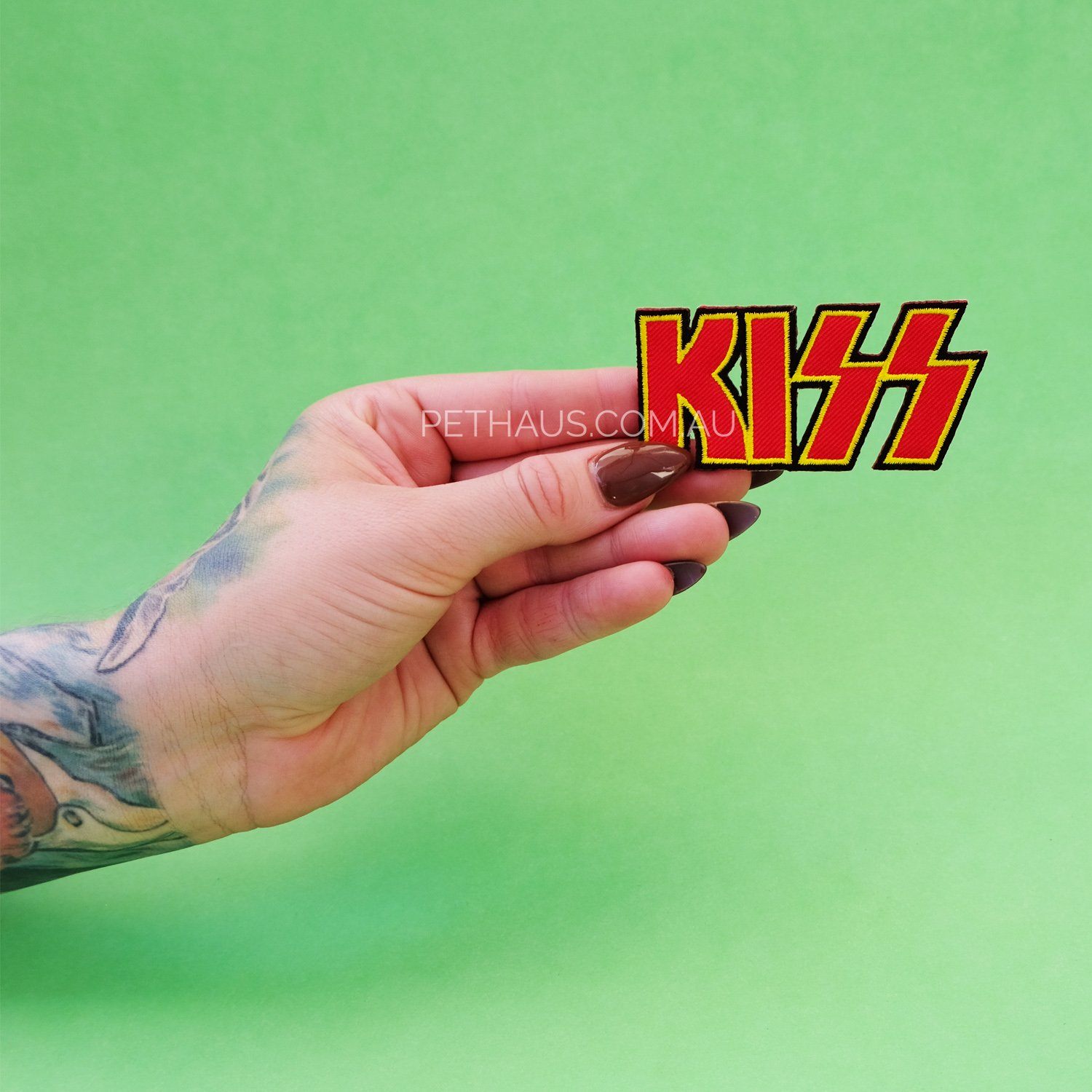 Kiss band patch, rock patch, dog patch