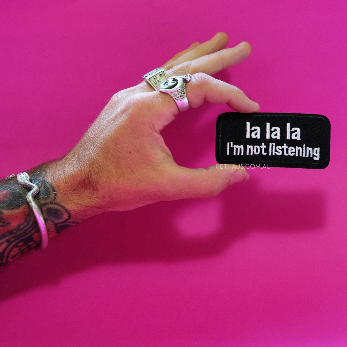 La La La I'm not listening patch, funny patch, patch for dogs, Pethaus.