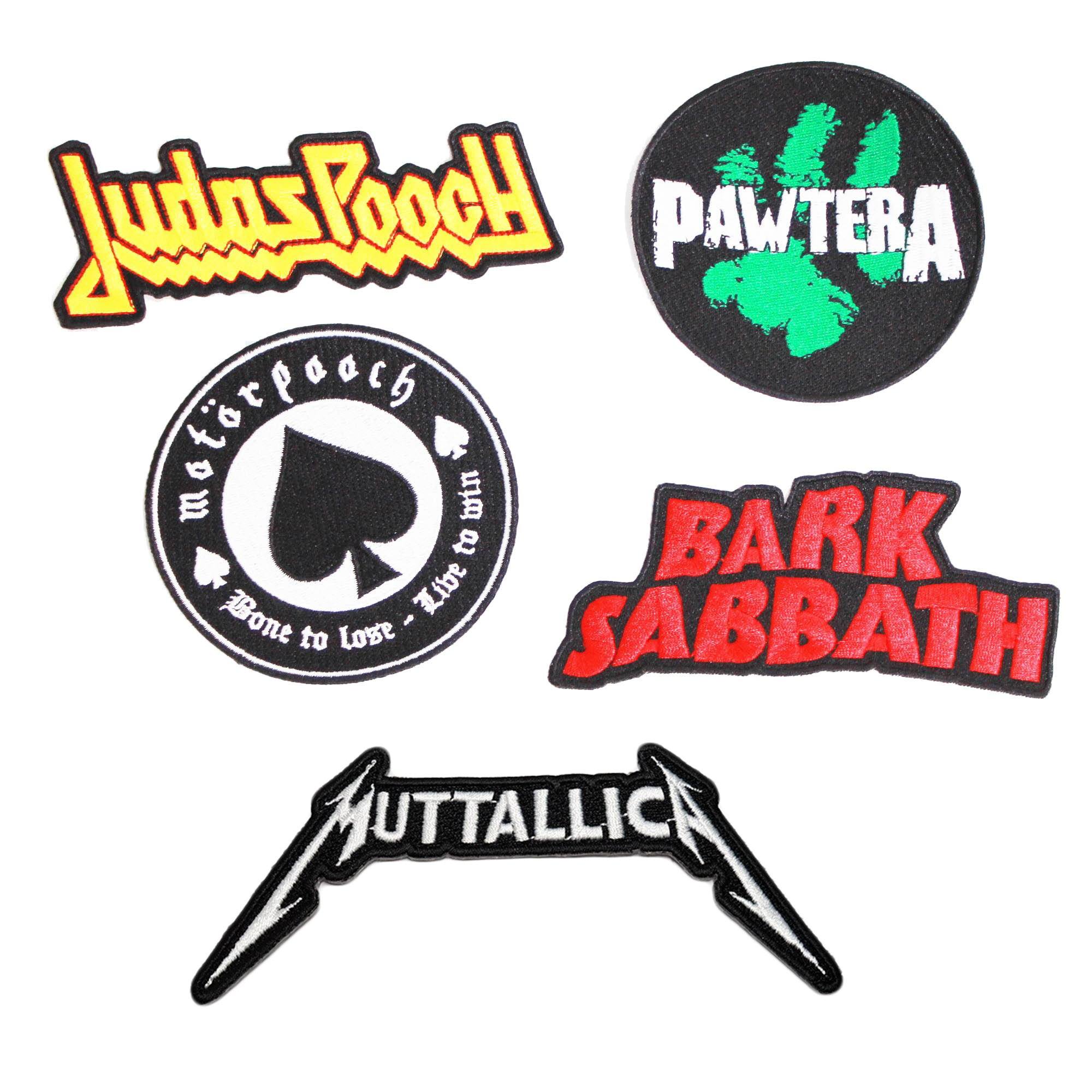 Metal Dog, Heavy Metal Dog, Muttallica, Bark Sabbath, Pawtera, Dog patches