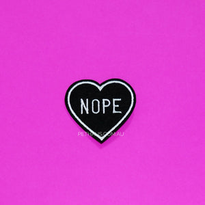 Nope heart patch, black heart patch 