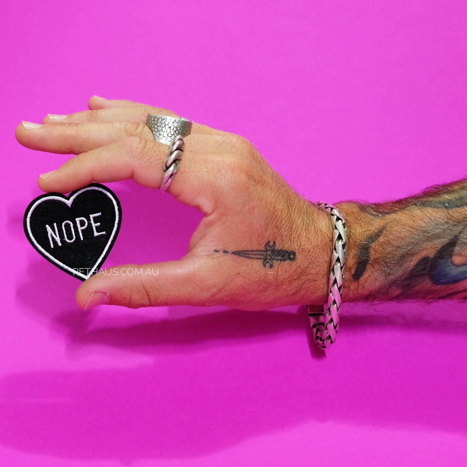 Nope heart patch, black heart patch 