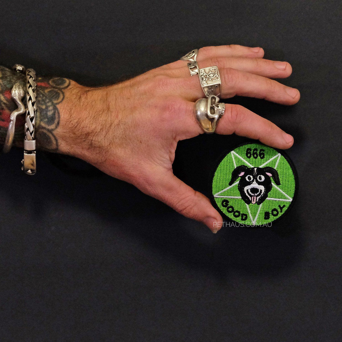 Mr Pickles patch, good boy patch, 666 patch, 