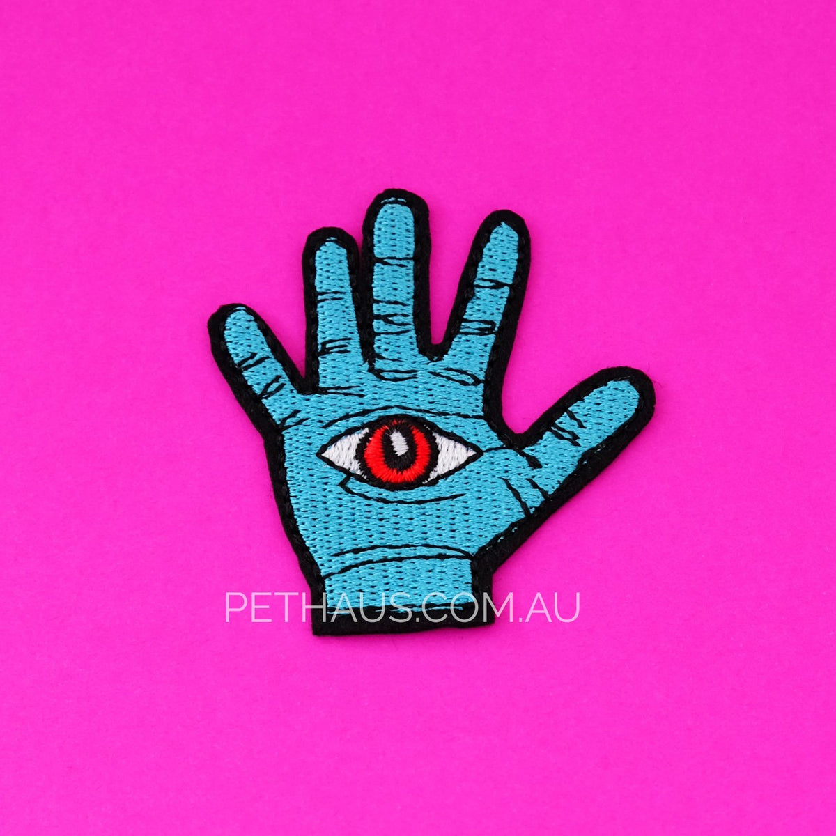 Blue hand embroidered patch, cool embroidered patch, occult patch 