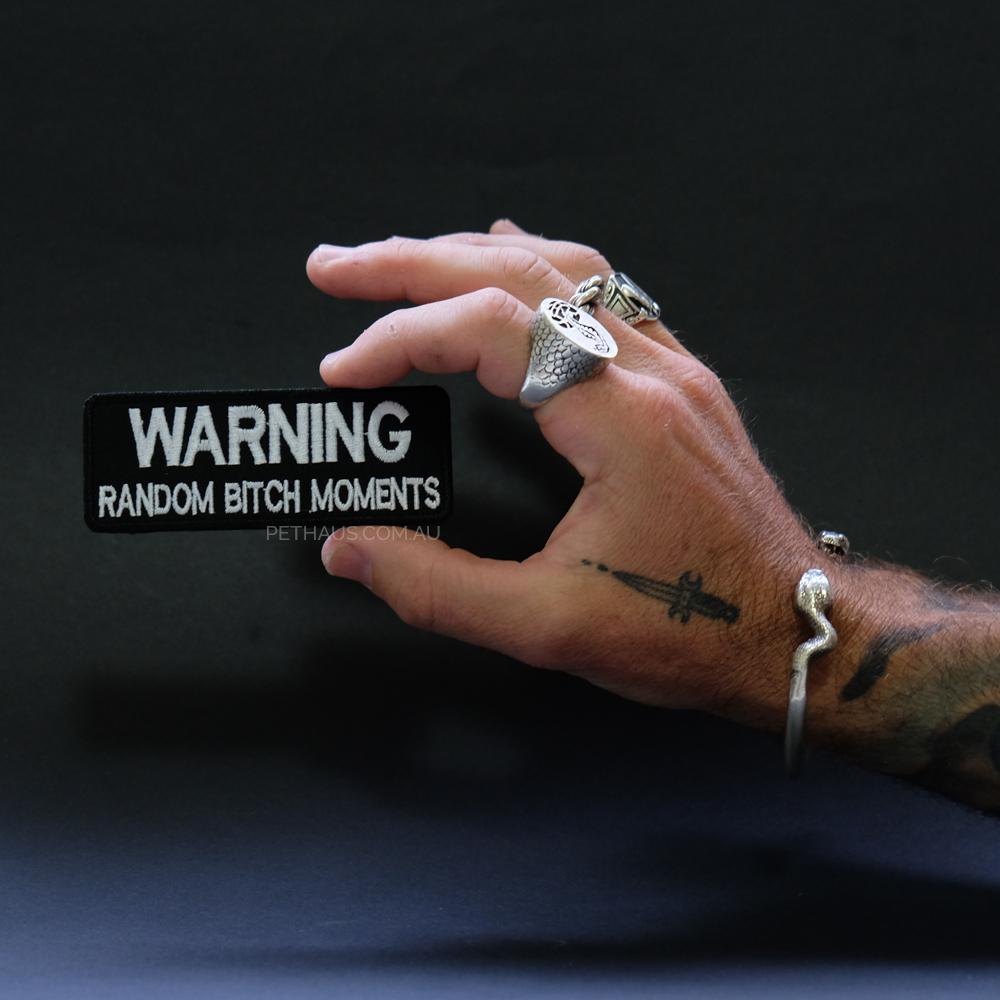 Warning random bitch moments patch, bitch patch, funny patch, biker patch, patch for dog vest, Pethaus