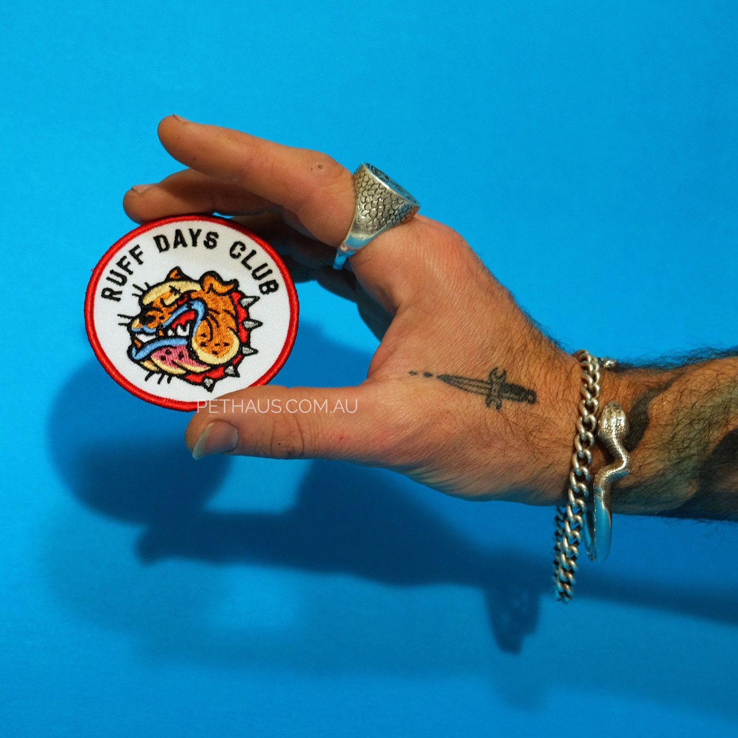 ruff days club patch, dog patch, bulldog patch, cool patch