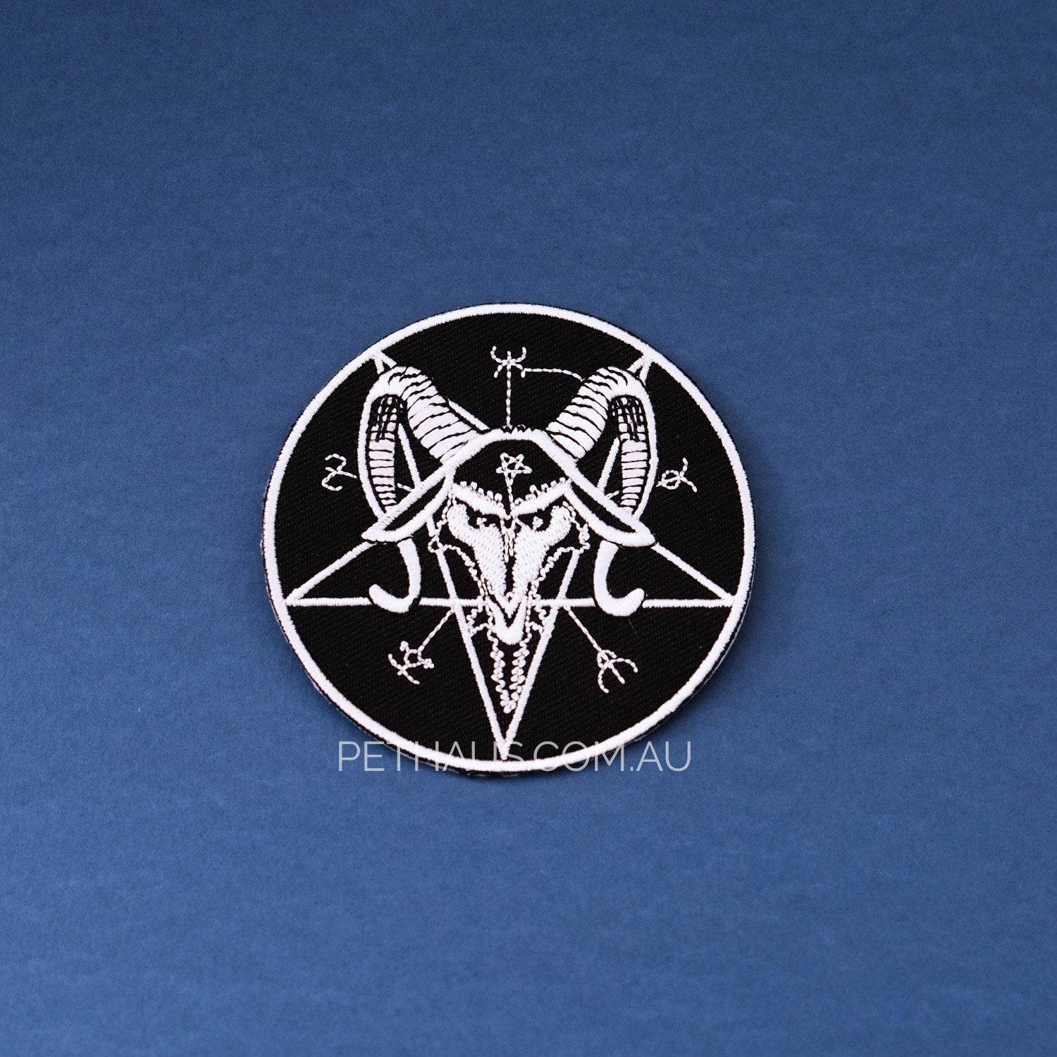 satanic goat head pentagram embroidered occult patch