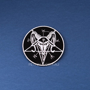 satanic goat head pentagram embroidered occult patch