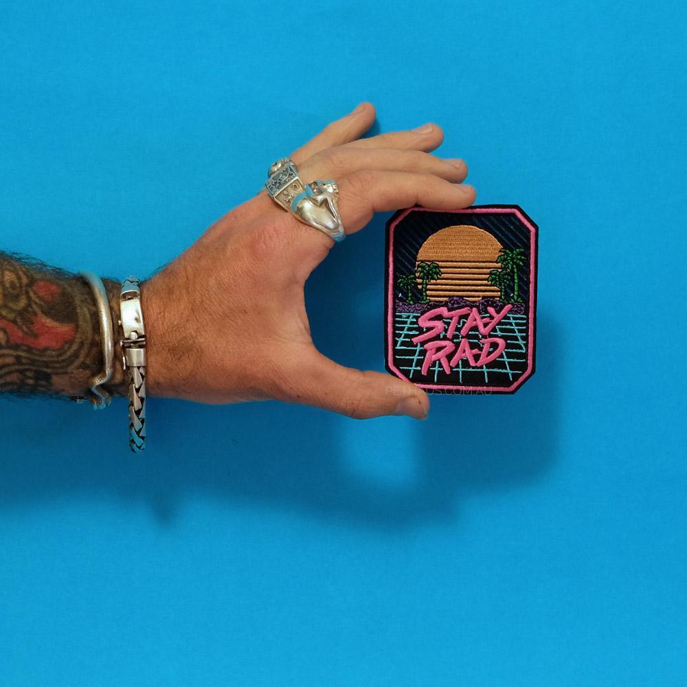 stay rad patch, 80's patch, dog patch, pethaus