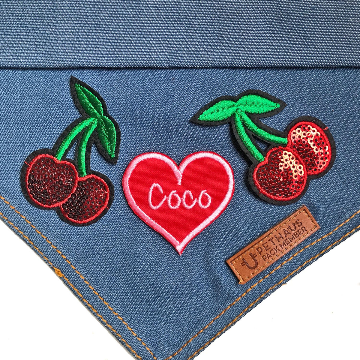 heart patch, personalised heart patch, embroidered heart patch, custom embroidered patch, sweetheart patch, black heart patch, red heart patch, dog bandana with patches