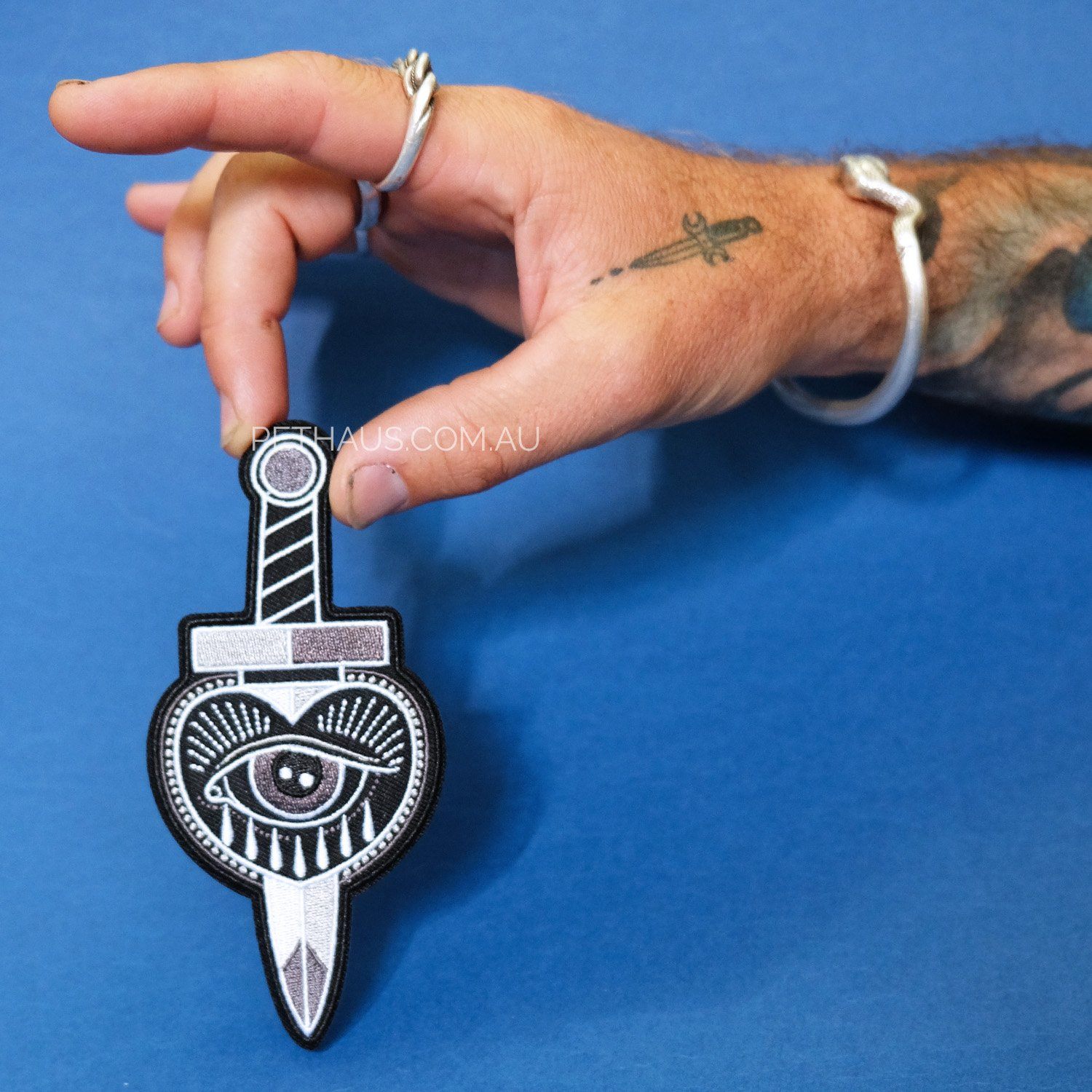 Tattoo heart embroidered patch, BLC patches, dagger patch, heart patch, cool patch