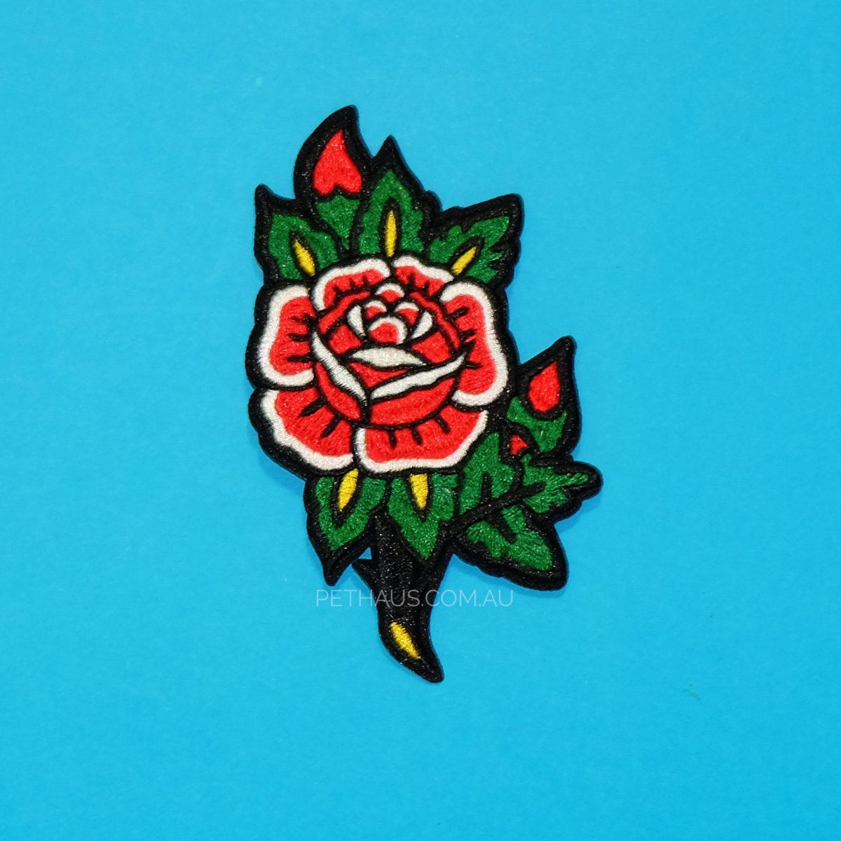 Rose patch, tattoo rose, embroidered rose patch, rockabilly patch, patch for dog, pethaus, BLC Patches