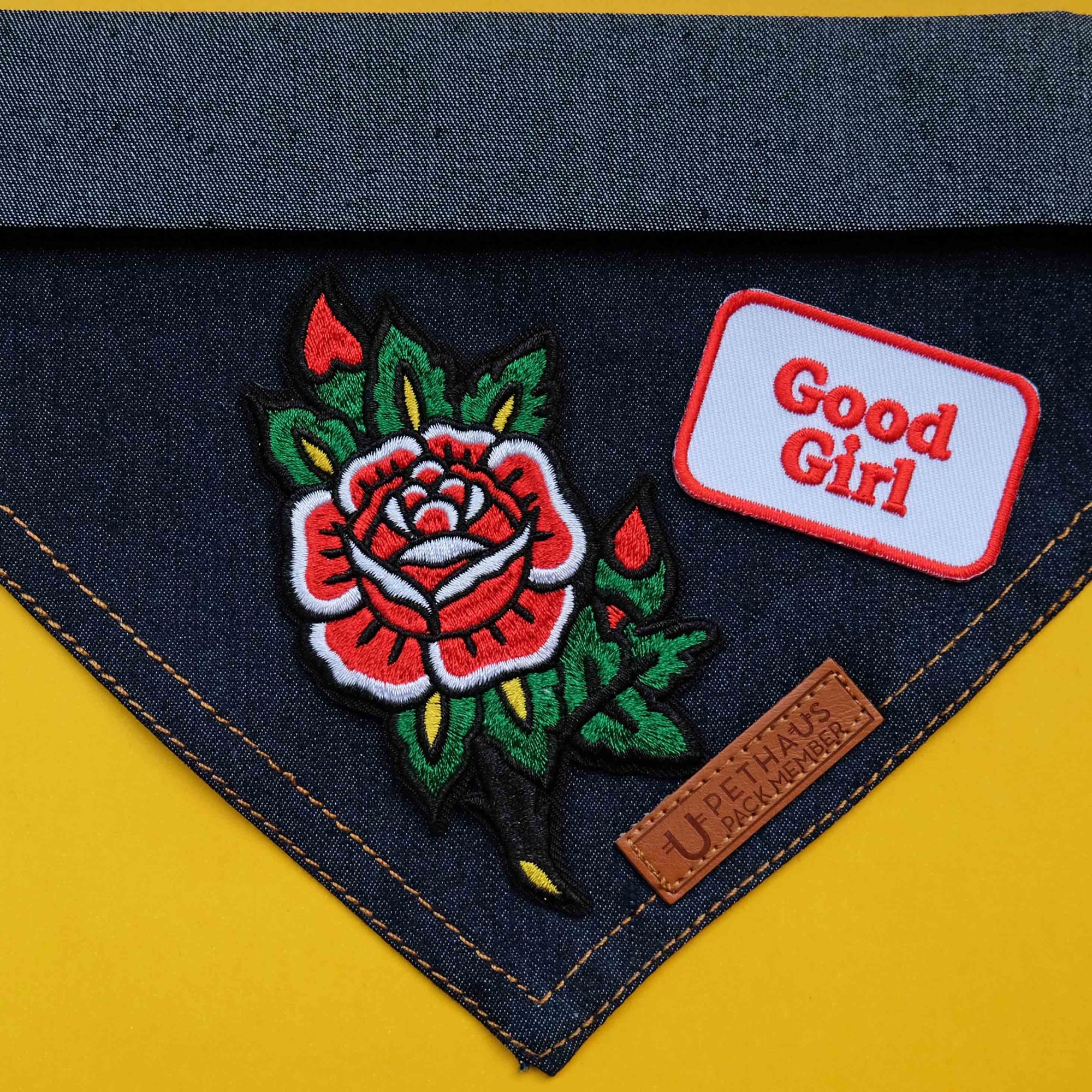 Rose patch, tattoo rose, embroidered rose patch, rockabilly patch, patch for dog, pethaus, BLC Patches
