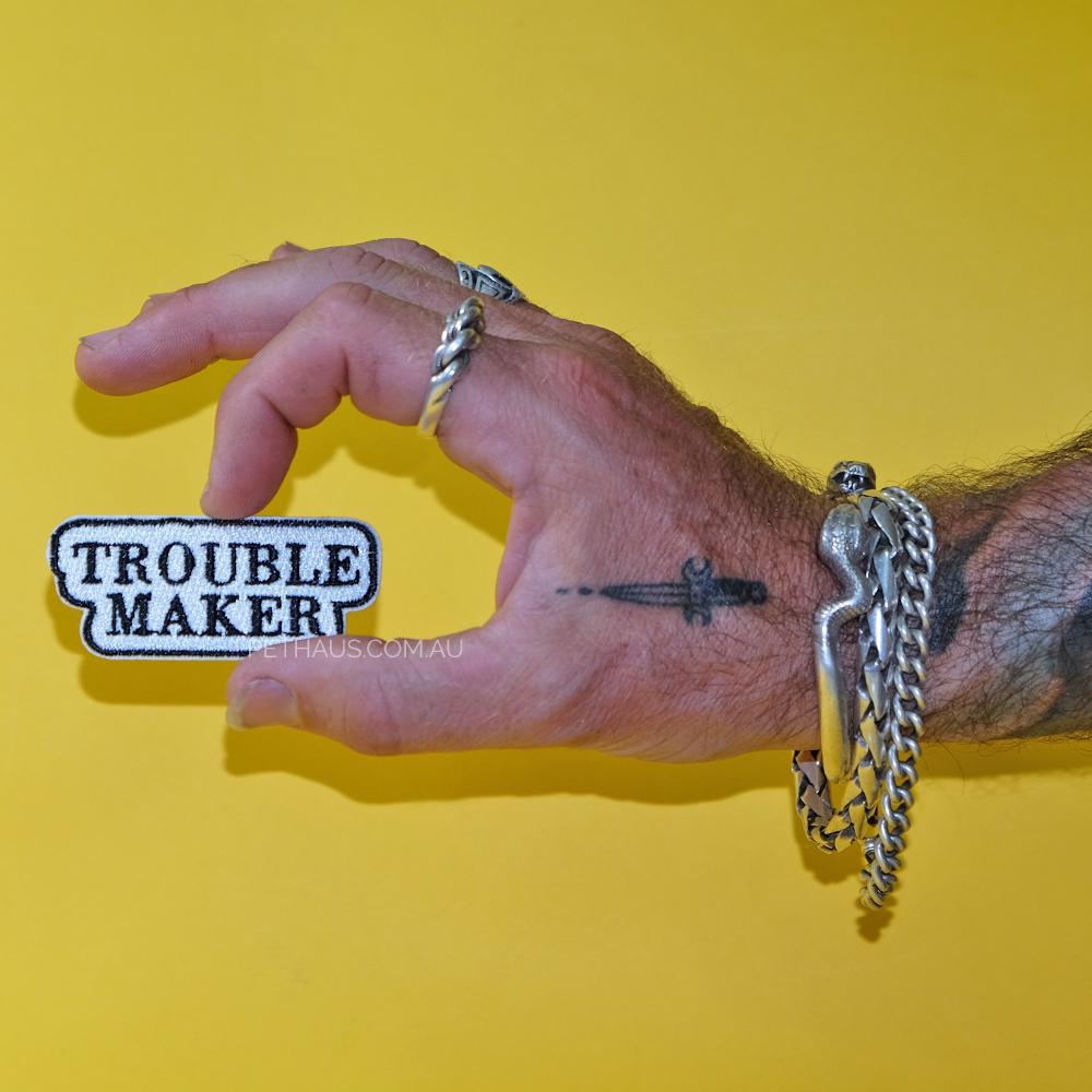 trouble maker patch, trouble maker, small patch, dog vest patch, pethaus