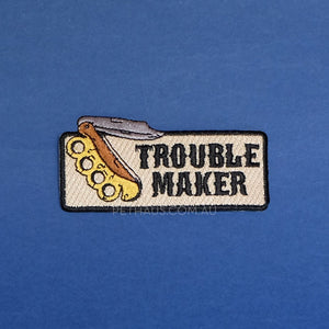 trouble maker patch, switchblade patch, pethaus, dog patch, Tattoo style patch, knife patch