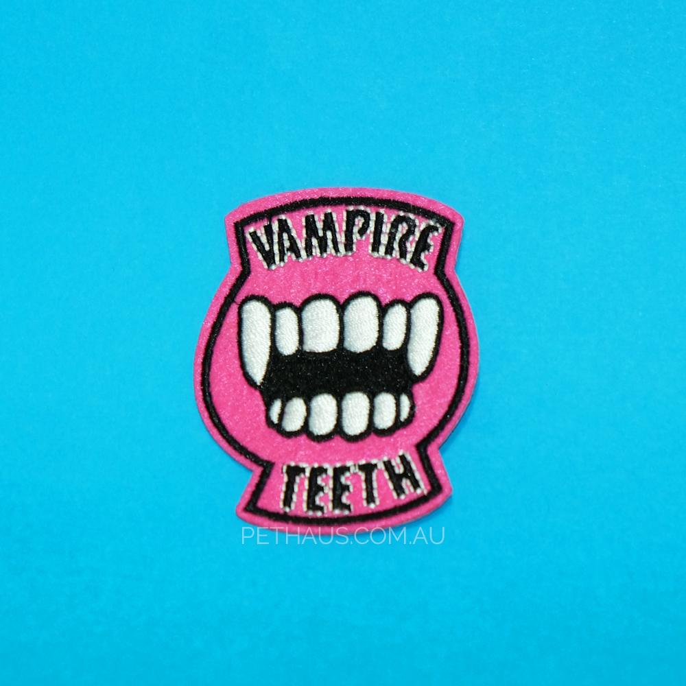 vampire teeth patch, vampire patch, pink patch, pethaus