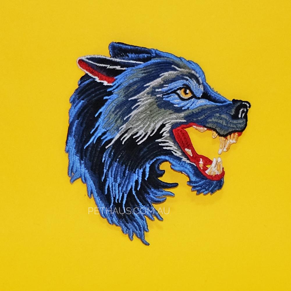 wolf patch, embroidered wolf patch, large wolf patch, dog patch, dog vest, pethaus