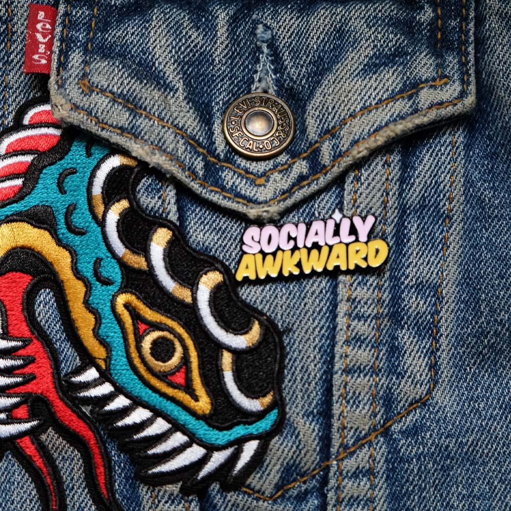 socially awkward enamel pin, dog pin, pethaus, funny enamel pin,