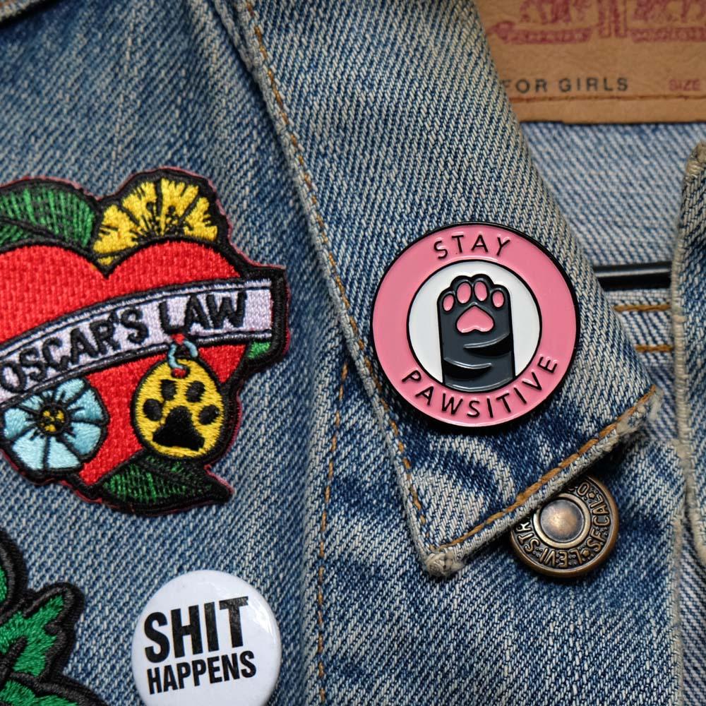 Stay pawsitive pin, enamel pin, Pethaus, dog lover gift,