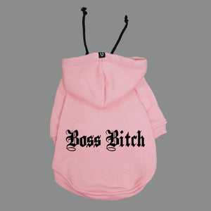 pink dog hoodie with personalised text by Pethaus Australia