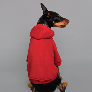 Red dog hoodie by Pethaus Rock dog clothing