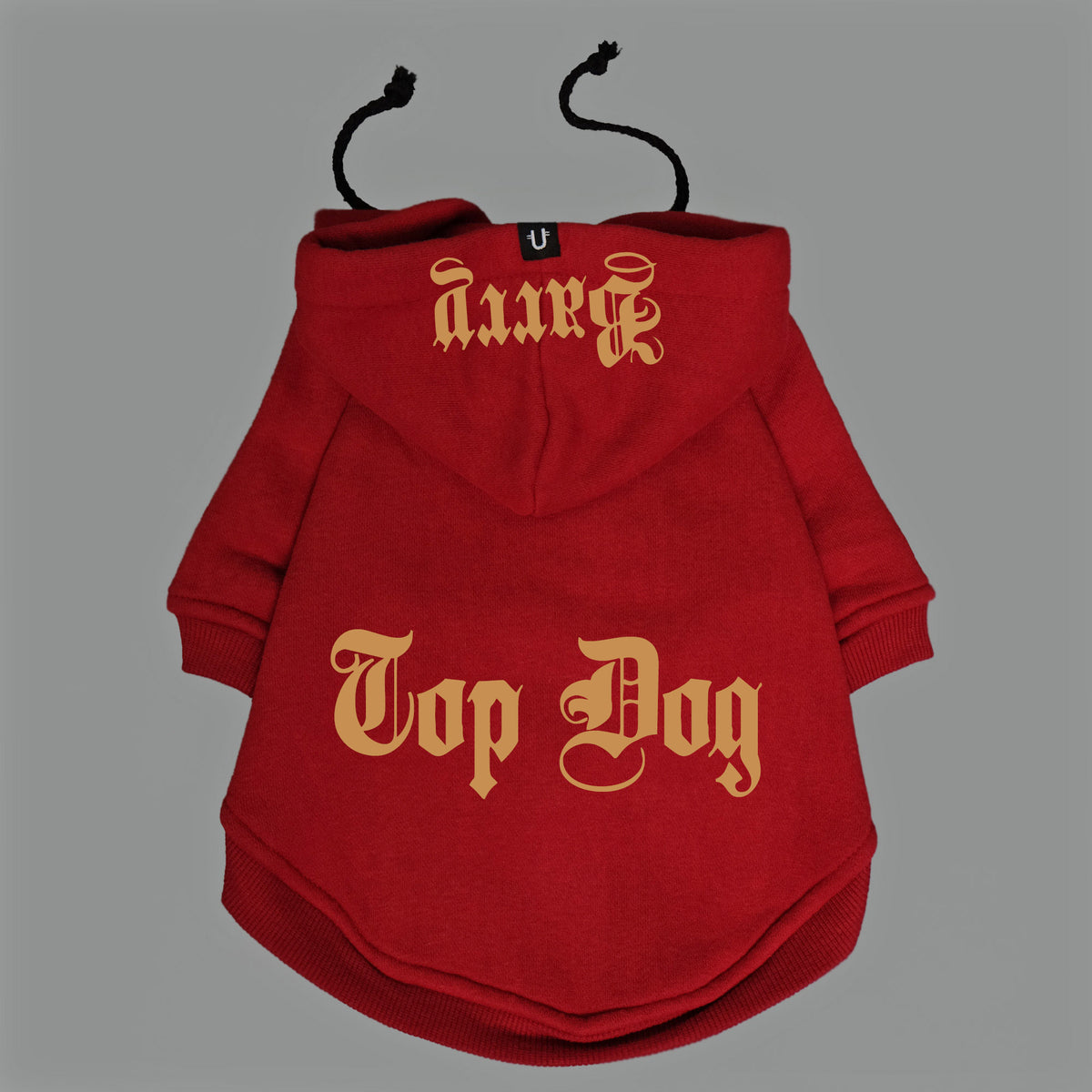 Red dog hoodie with personalisation by Pethaus Australia