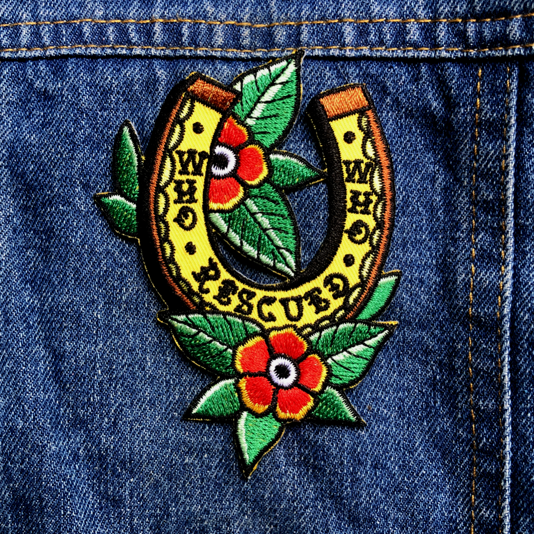 Who rescued who patch for rescue dogs. Dog gift embroidered patch for dog lover