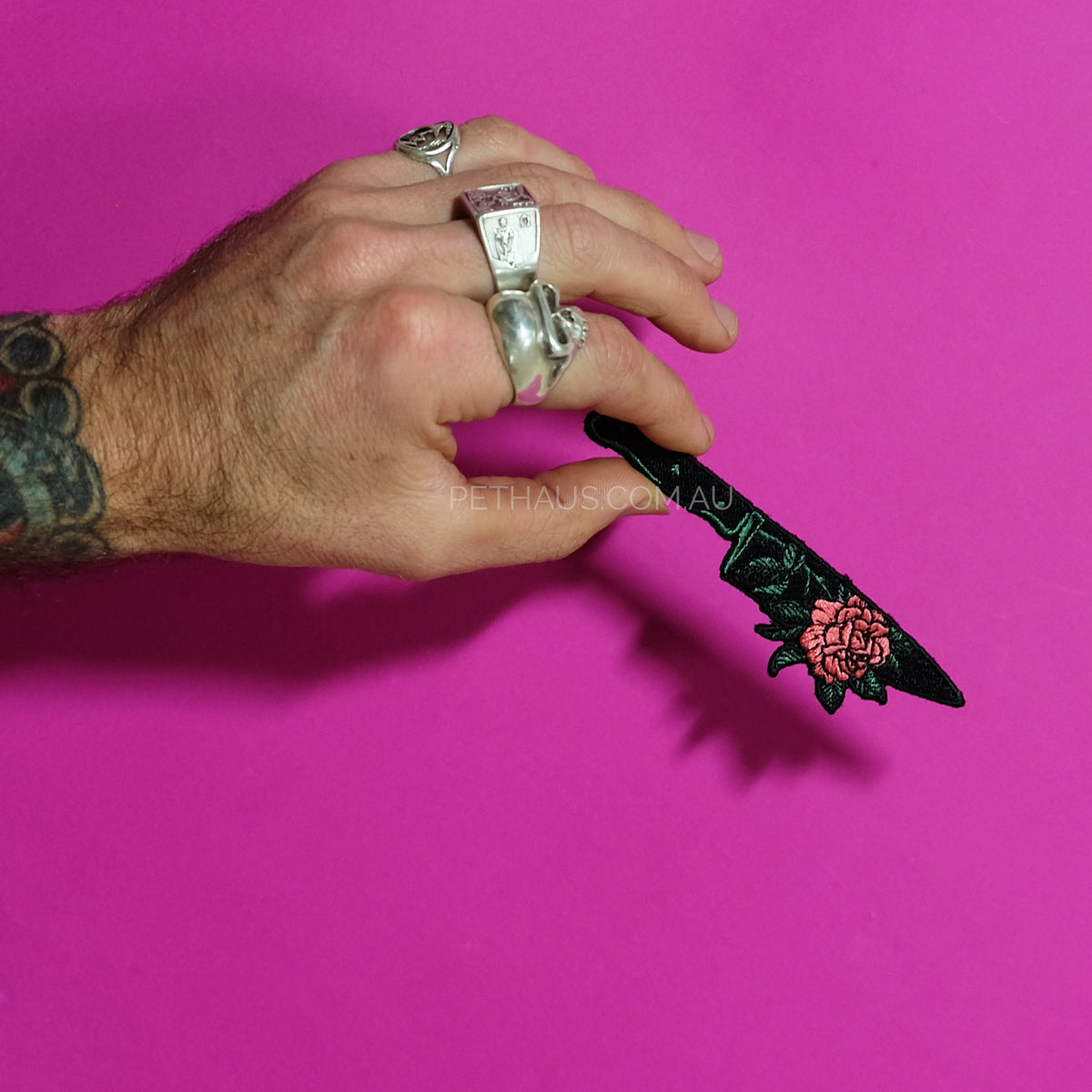 rose dagger patch, patch for dog, dog patch, Knife patch