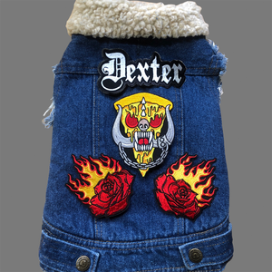 rose embroidered patch, dog denim vest, patches for dogs