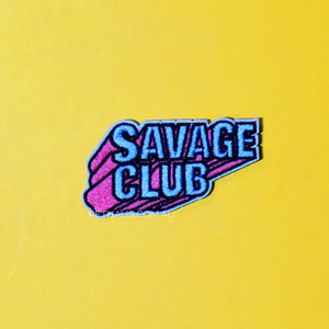 savage club embroidered patch, dog patch,