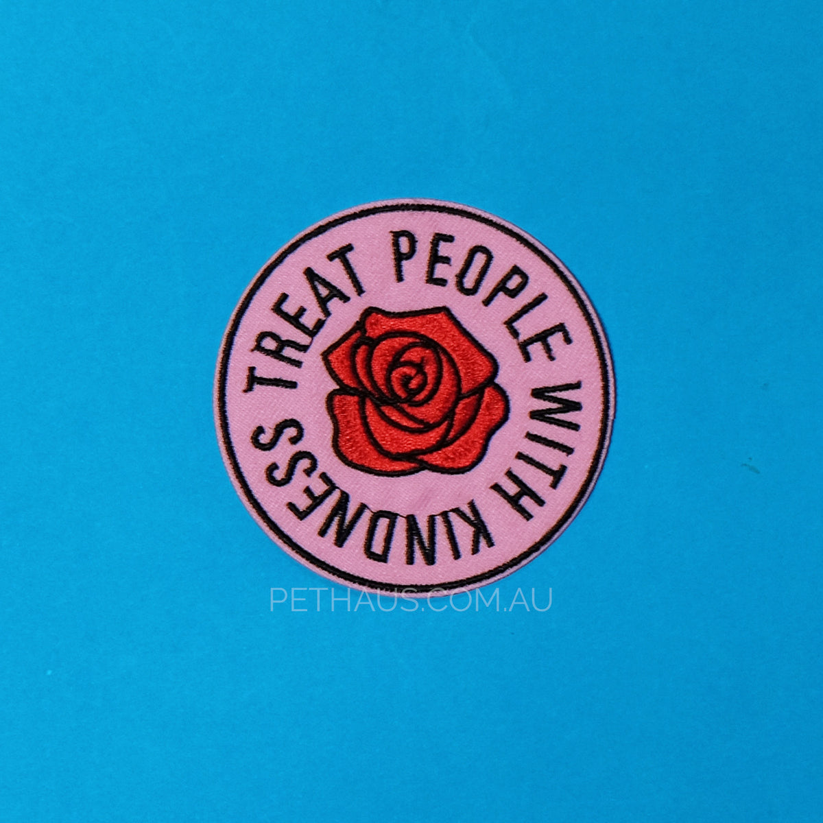 treat people with kindness embroidered patch, rose patch, dog patch